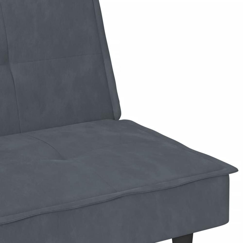 Sofa Bed with Cup Holders Dark Gray Velvet. Picture 9