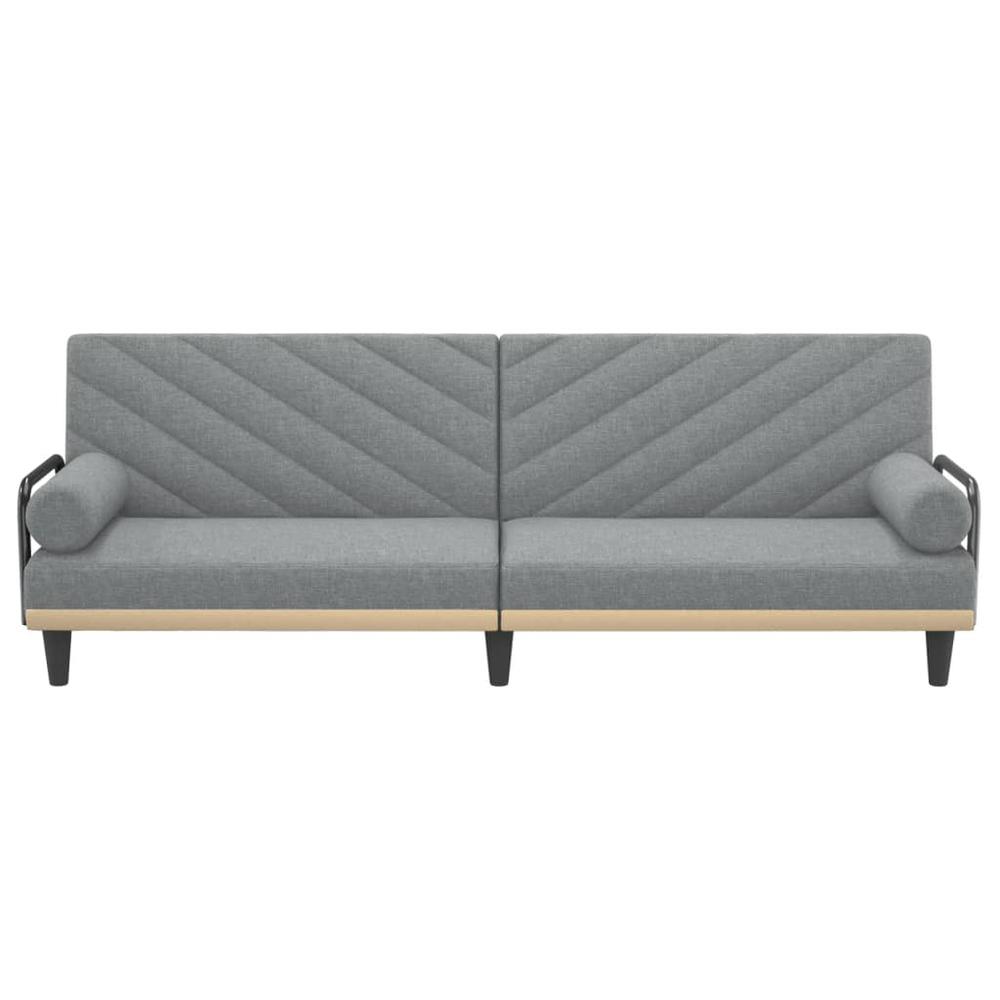 Sofa Bed with Armrests Light Gray Fabric. Picture 3