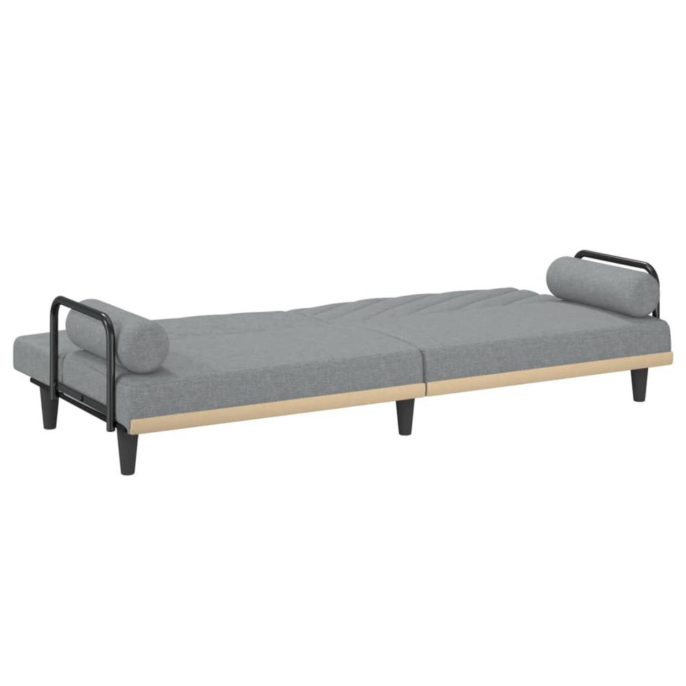 Sofa Bed with Armrests Light Gray Fabric. Picture 7