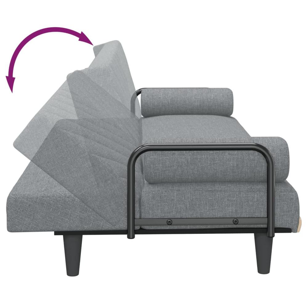Sofa Bed with Armrests Light Gray Fabric. Picture 8