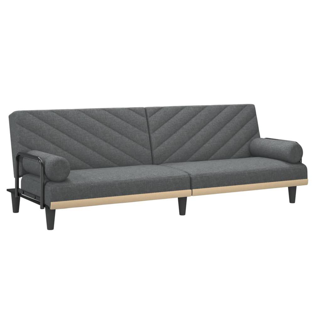 Sofa Bed with Armrests Dark Gray Fabric. Picture 1