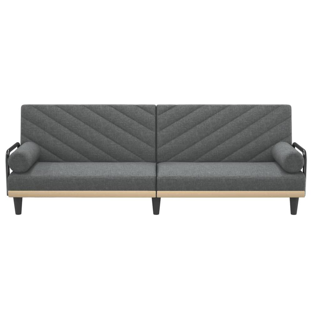 Sofa Bed with Armrests Dark Gray Fabric. Picture 3
