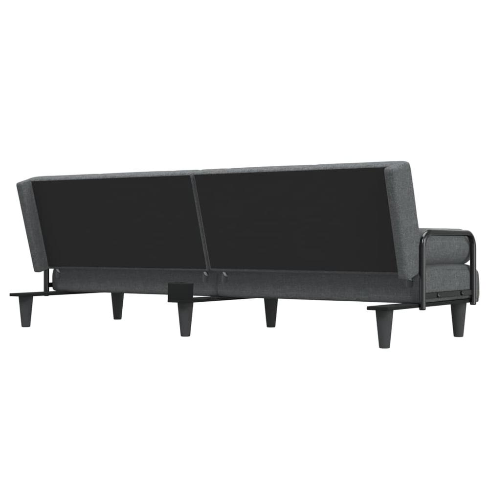 Sofa Bed with Armrests Dark Gray Fabric. Picture 5