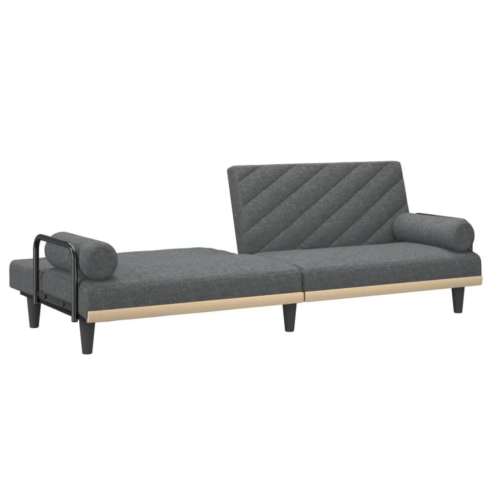 Sofa Bed with Armrests Dark Gray Fabric. Picture 6