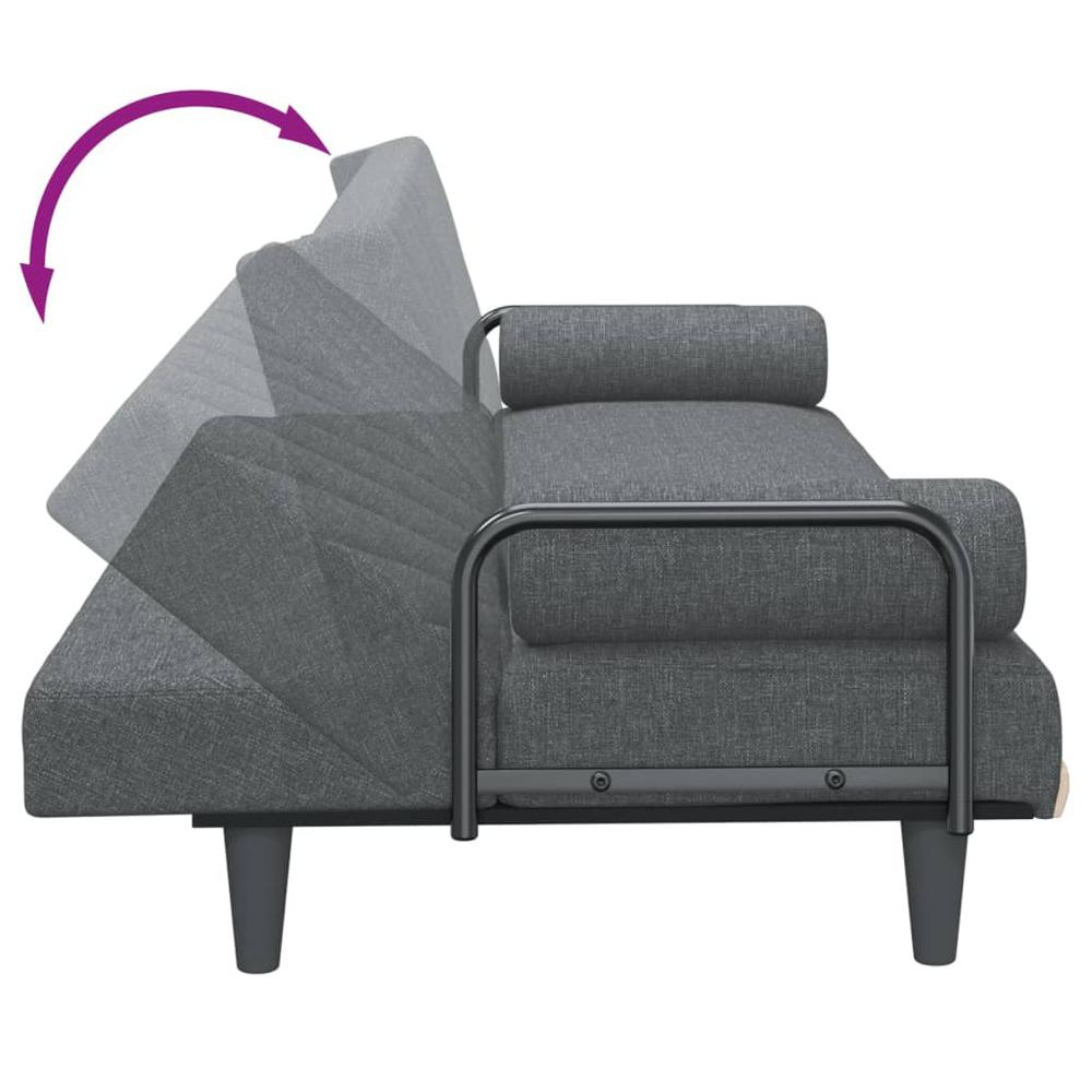 Sofa Bed with Armrests Dark Gray Fabric. Picture 8