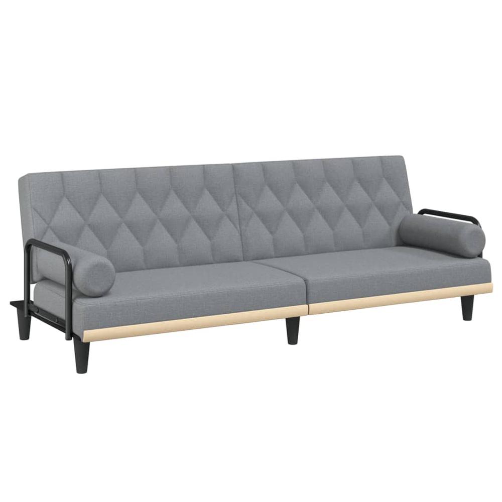 Sofa Bed with Armrests Light Gray Fabric. Picture 1