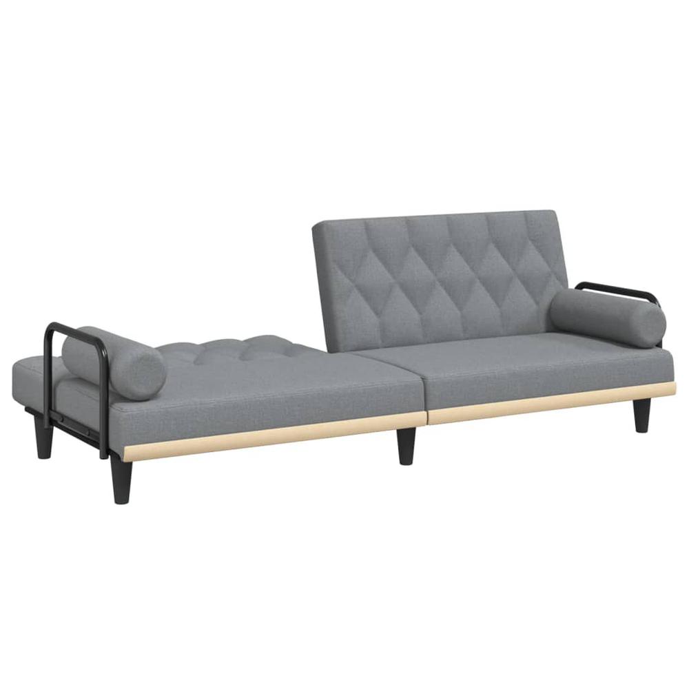 Sofa Bed with Armrests Light Gray Fabric. Picture 6