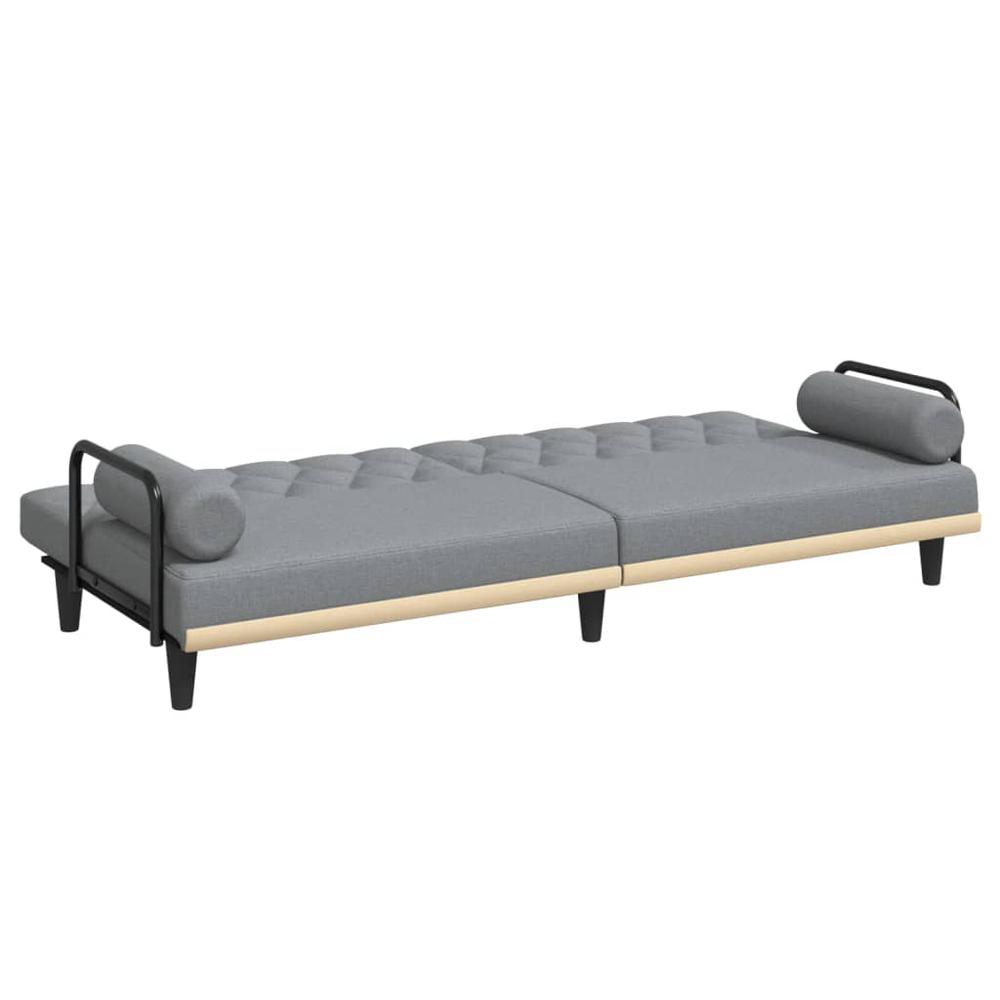 Sofa Bed with Armrests Light Gray Fabric. Picture 7