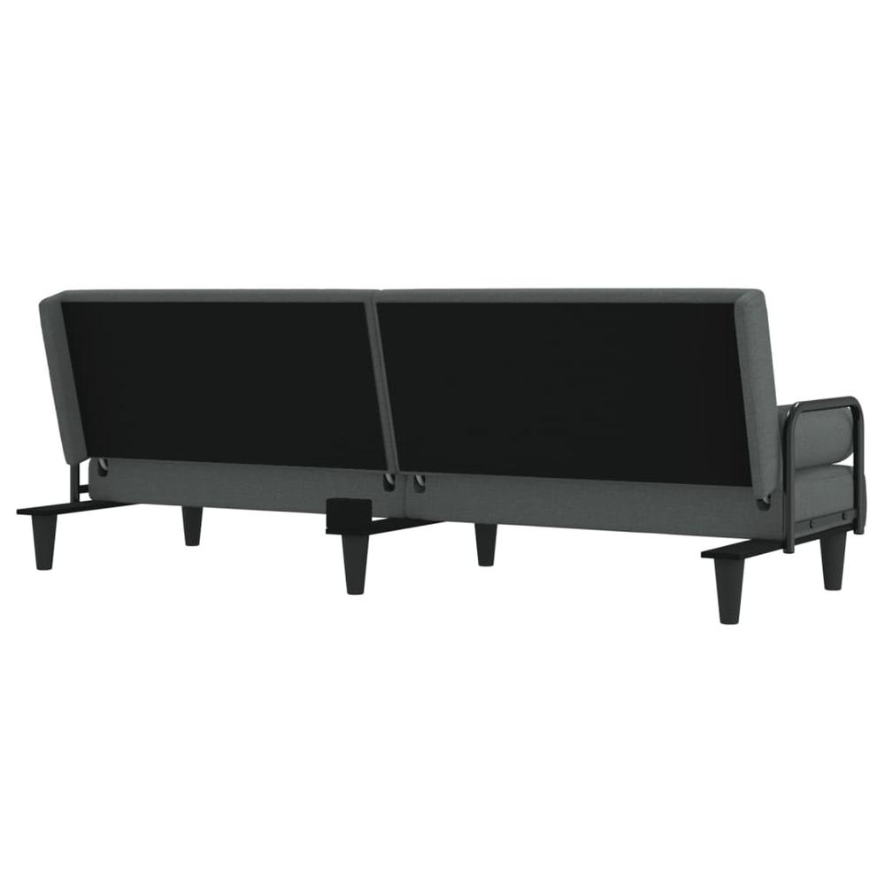 Sofa Bed with Armrests Dark Gray Fabric. Picture 5