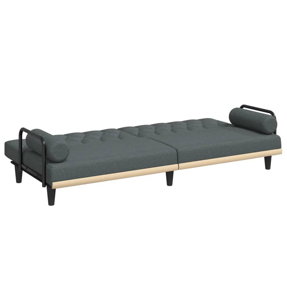 Sofa Bed with Armrests Dark Gray Fabric. Picture 7