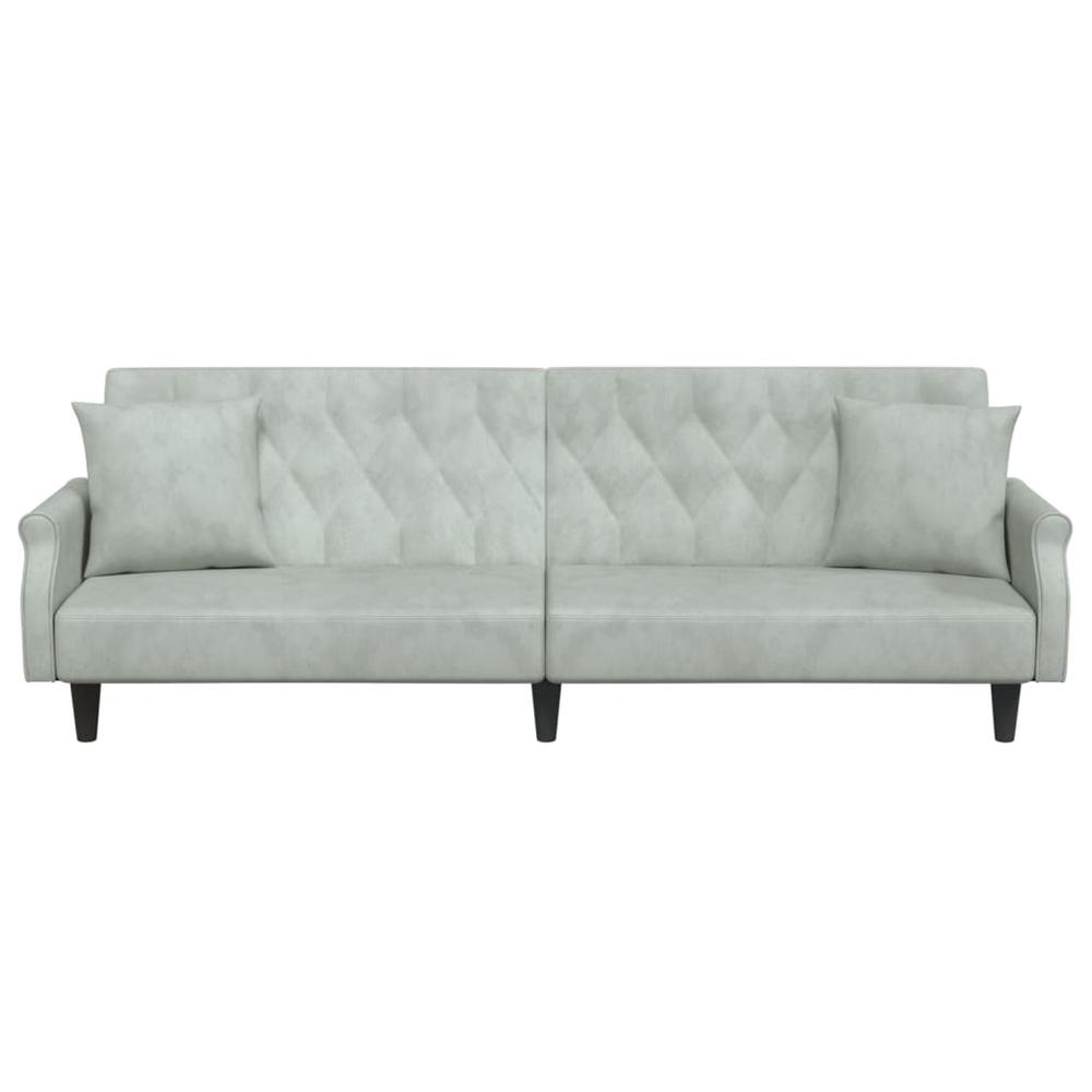 Sofa Bed with Armrests Light Gray Velvet. Picture 3