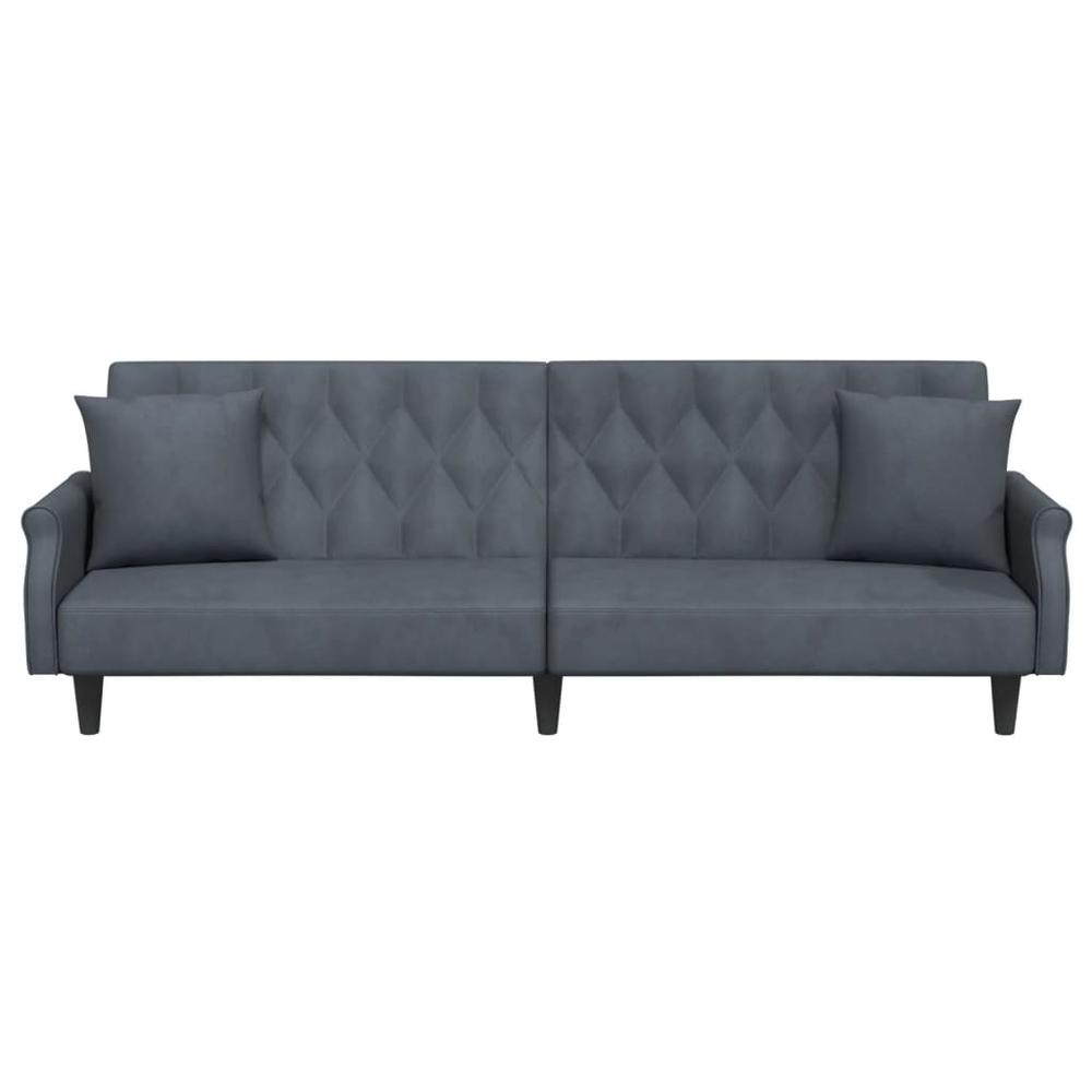 Sofa Bed with Armrests Dark Gray Velvet. Picture 3