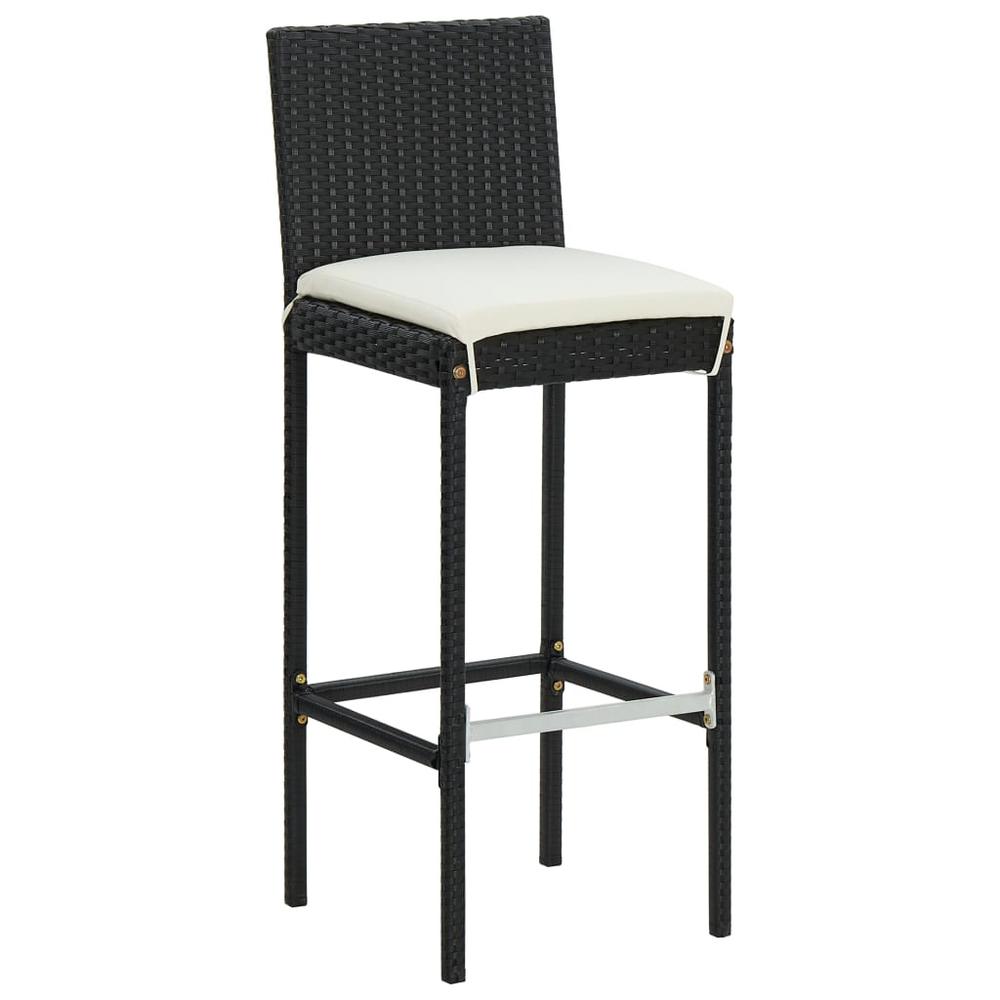 Bar Stools with Cushions 6 pcs Black Poly Rattan. Picture 1