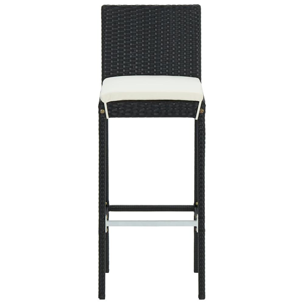 Bar Stools with Cushions 6 pcs Black Poly Rattan. Picture 2