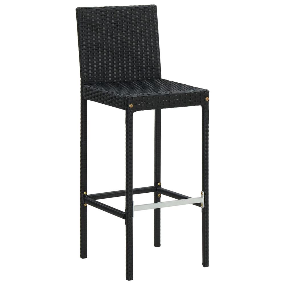 Bar Stools with Cushions 6 pcs Black Poly Rattan. Picture 3
