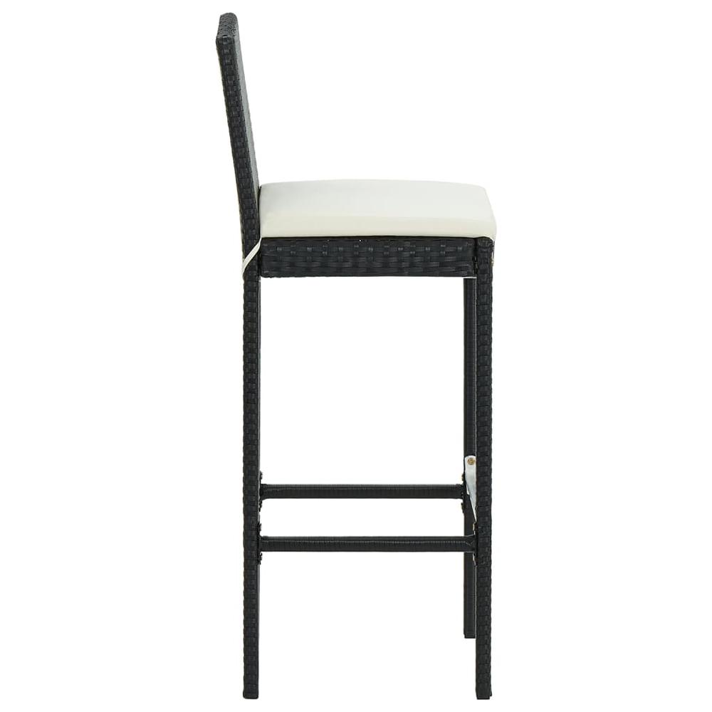 Bar Stools with Cushions 6 pcs Black Poly Rattan. Picture 4