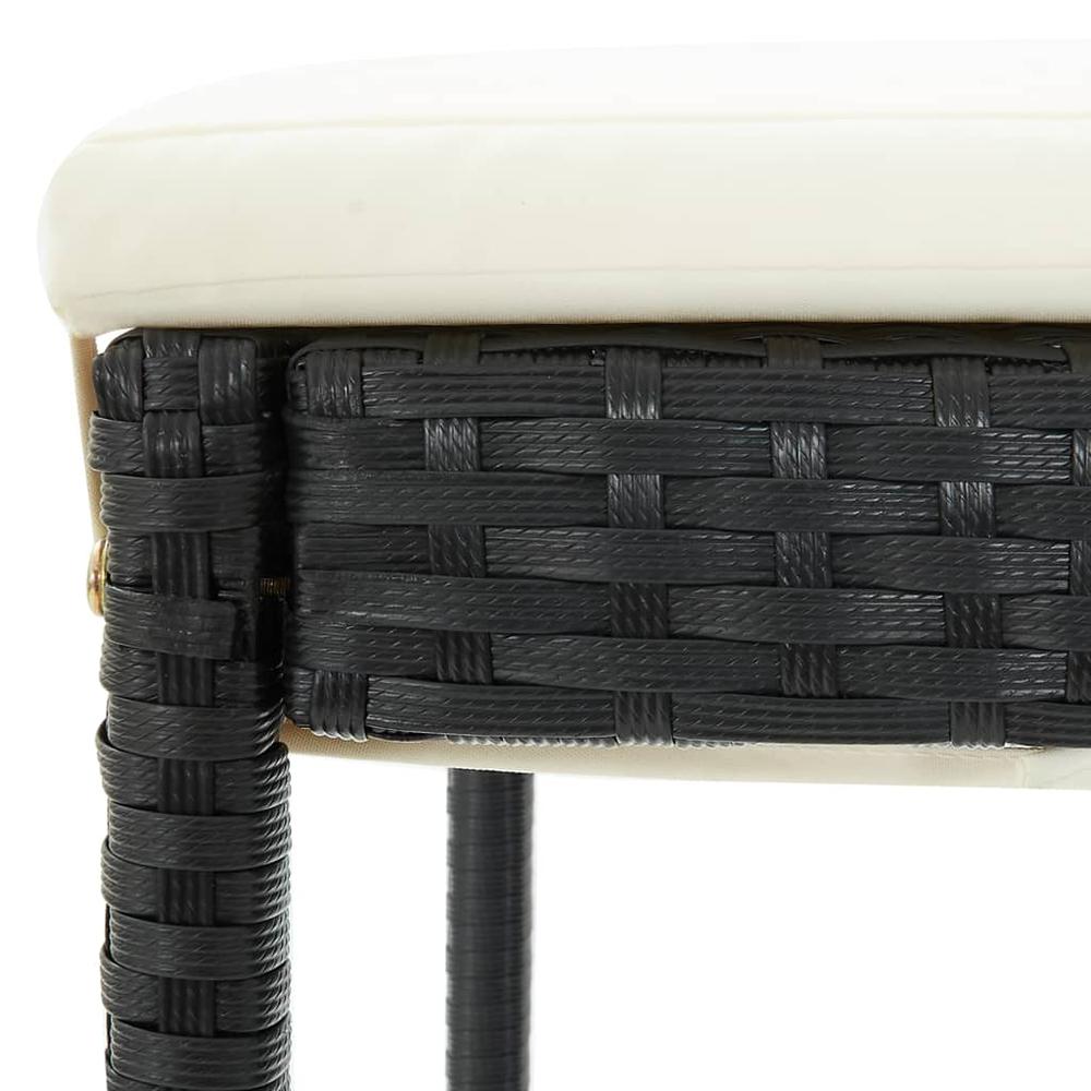Bar Stools with Cushions 6 pcs Black Poly Rattan. Picture 6
