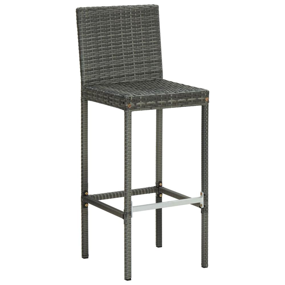 Bar Stools with Cushions 6 pcs Gray Poly Rattan. Picture 3