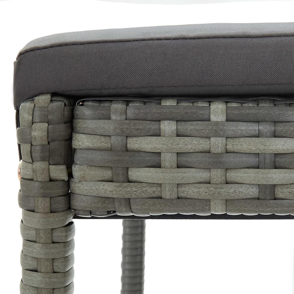 Bar Stools with Cushions 6 pcs Gray Poly Rattan. Picture 6