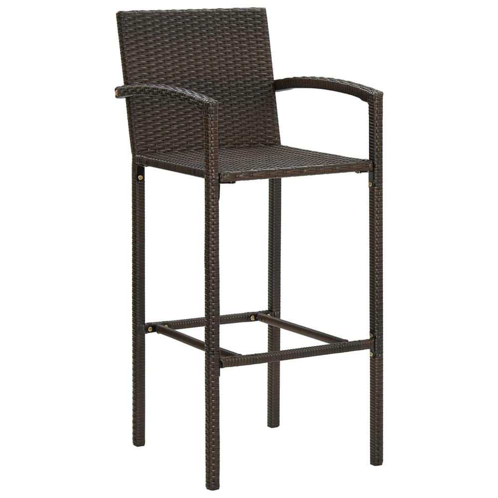 Bar Stools 2 pcs Brown Poly Rattan. Picture 1