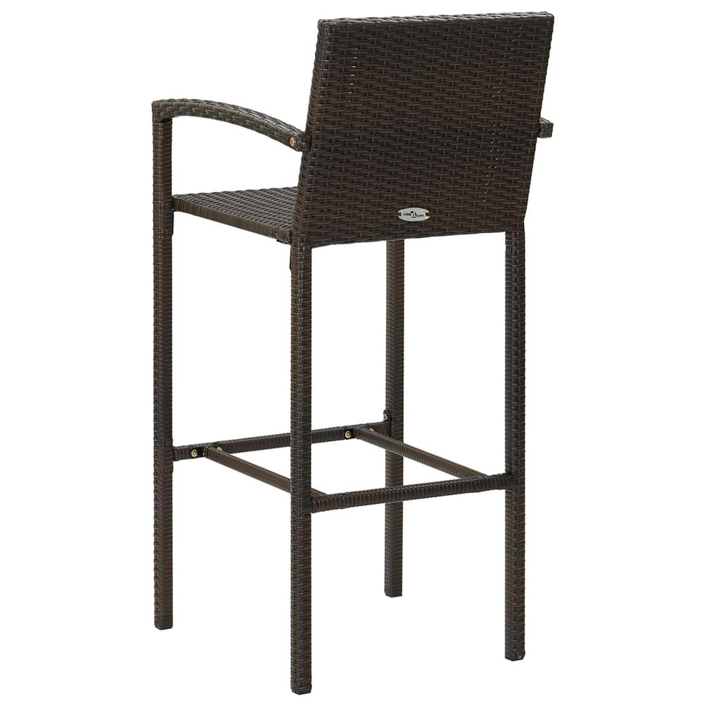 Bar Stools 2 pcs Brown Poly Rattan. Picture 4