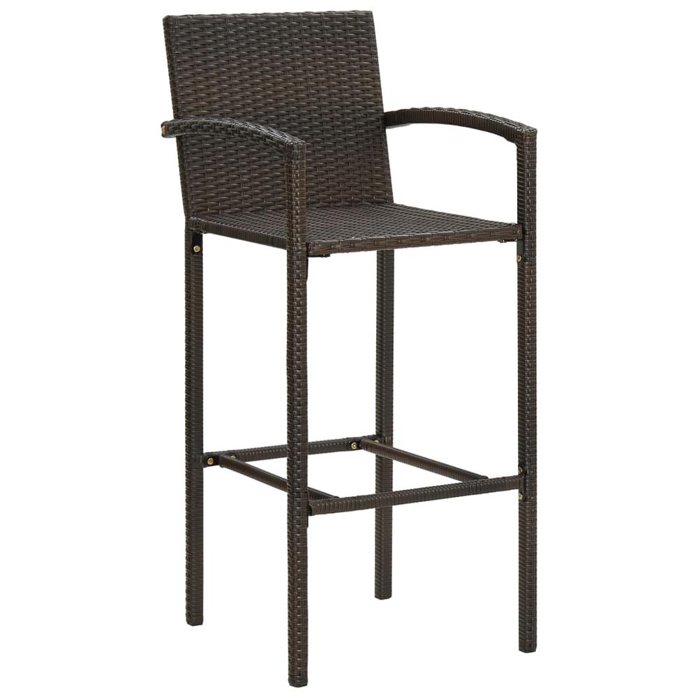 Bar Stools 4 pcs Brown Poly Rattan. Picture 1