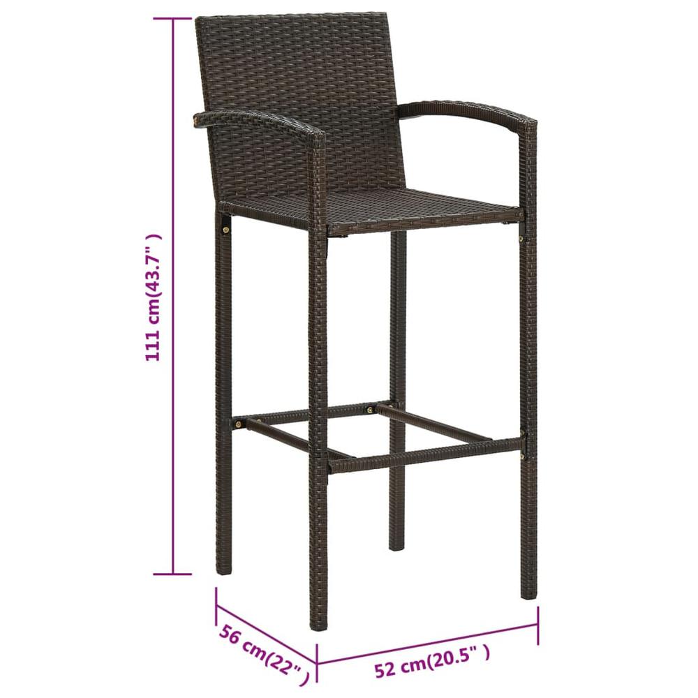 Bar Stools 4 pcs Brown Poly Rattan. Picture 7