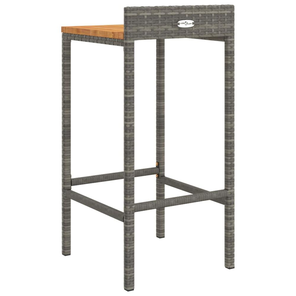 Bar Stools 2 pcs Gray Poly Rattan and Solid Wood Acacia. Picture 5
