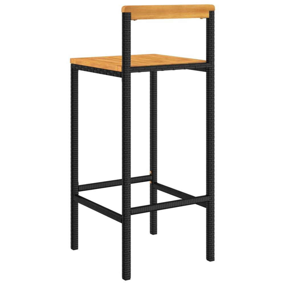 Bar Stools 2 pcs Black Poly Rattan and Solid Wood Acacia. Picture 5