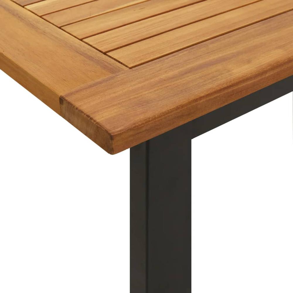 Patio Table with U-shaped Legs 55.1"x31.5"x29.5" Solid Wood Acacia. Picture 5