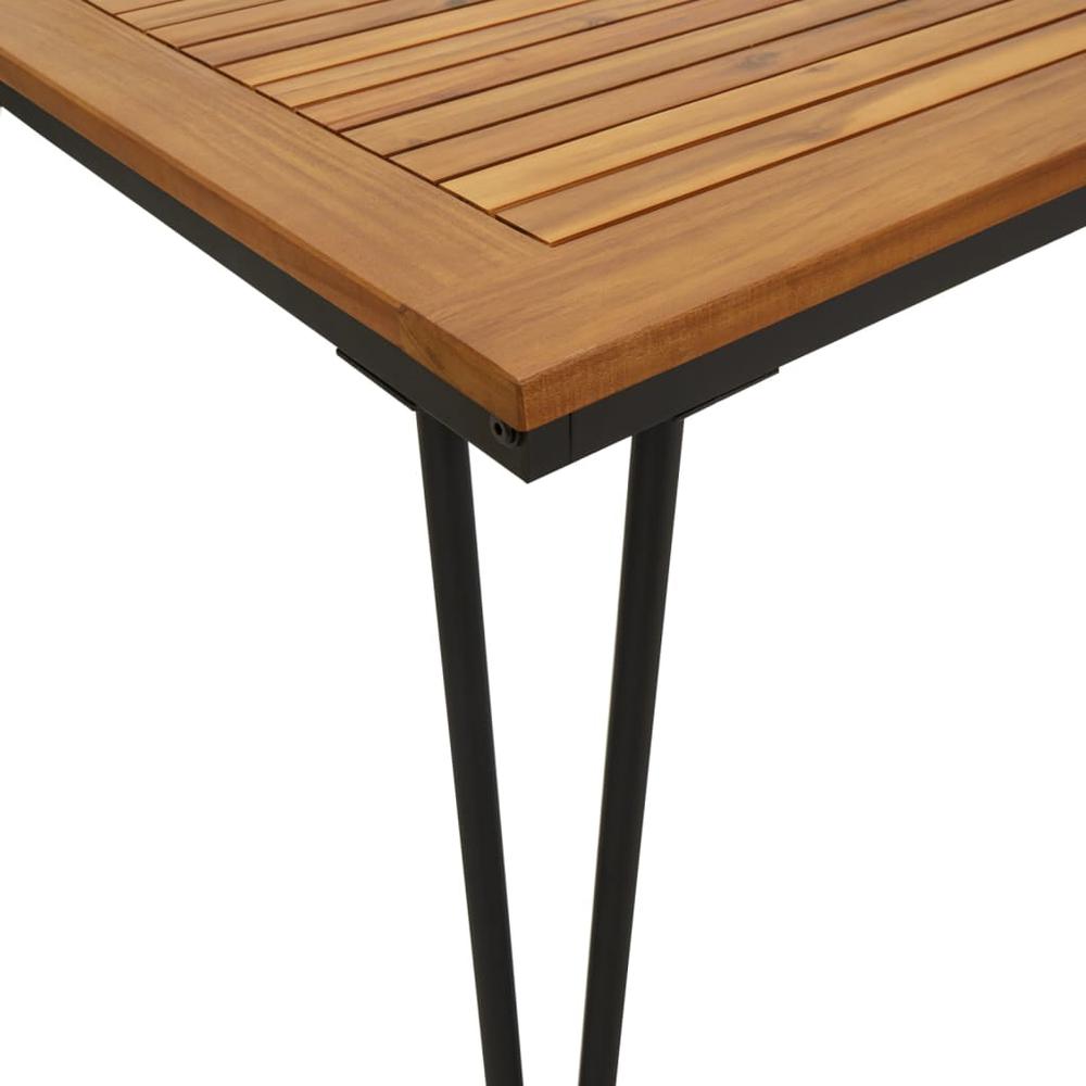 Patio Table with Hairpin Legs 63"x31.5"x29.5" Solid Wood Acacia. Picture 6