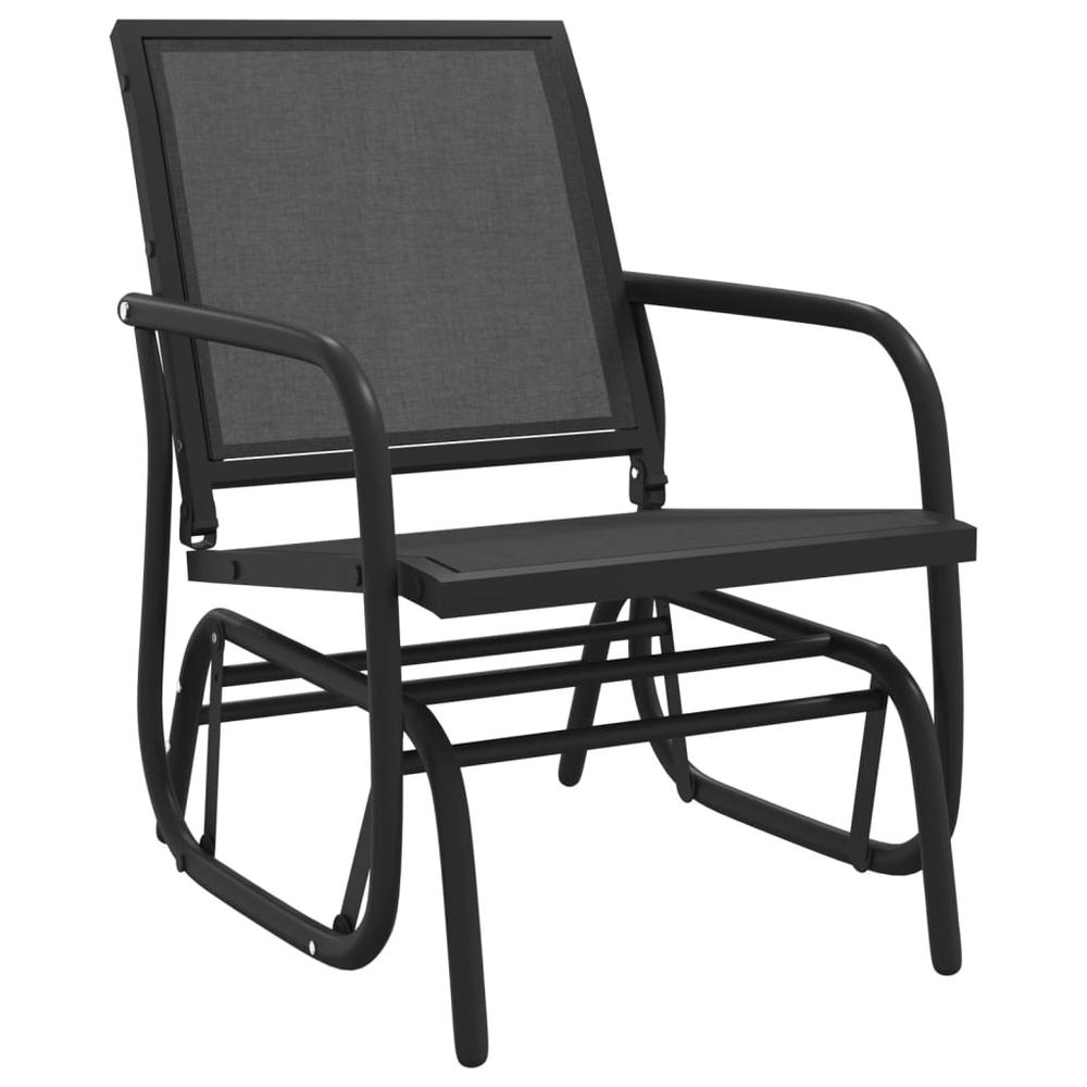 Garden Glider Chair Black 24"x29.9"x34.3" Textilene&Steel. Picture 1