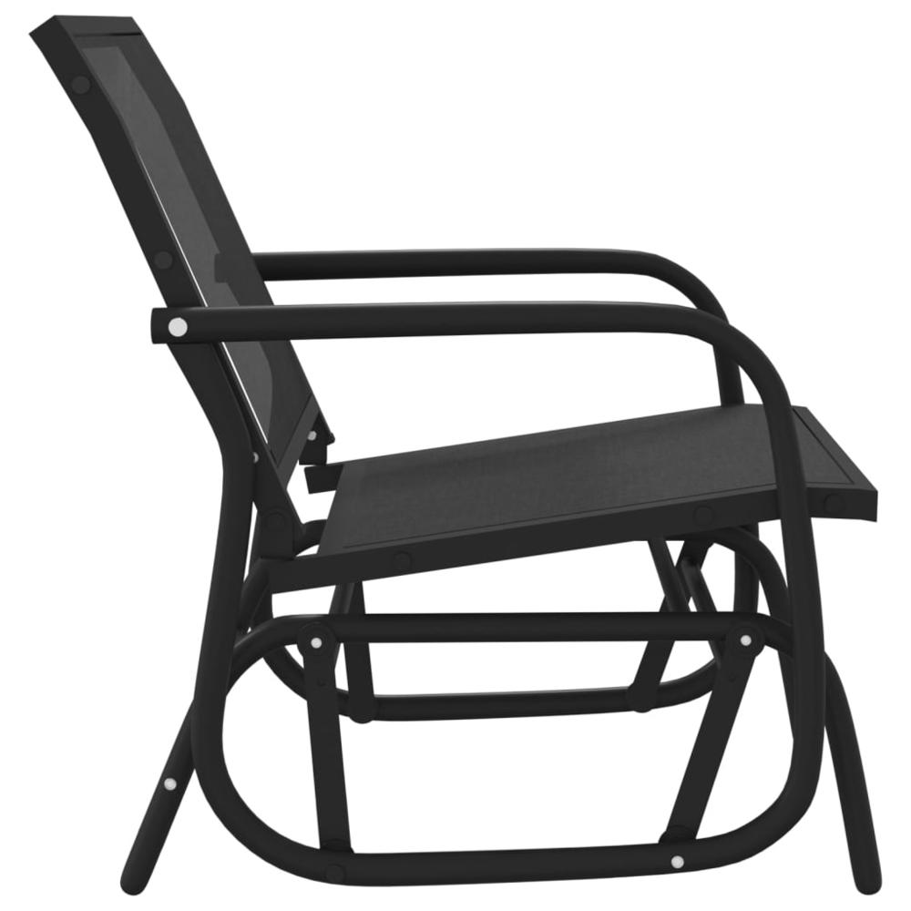 Garden Glider Chair Black 24"x29.9"x34.3" Textilene&Steel. Picture 3