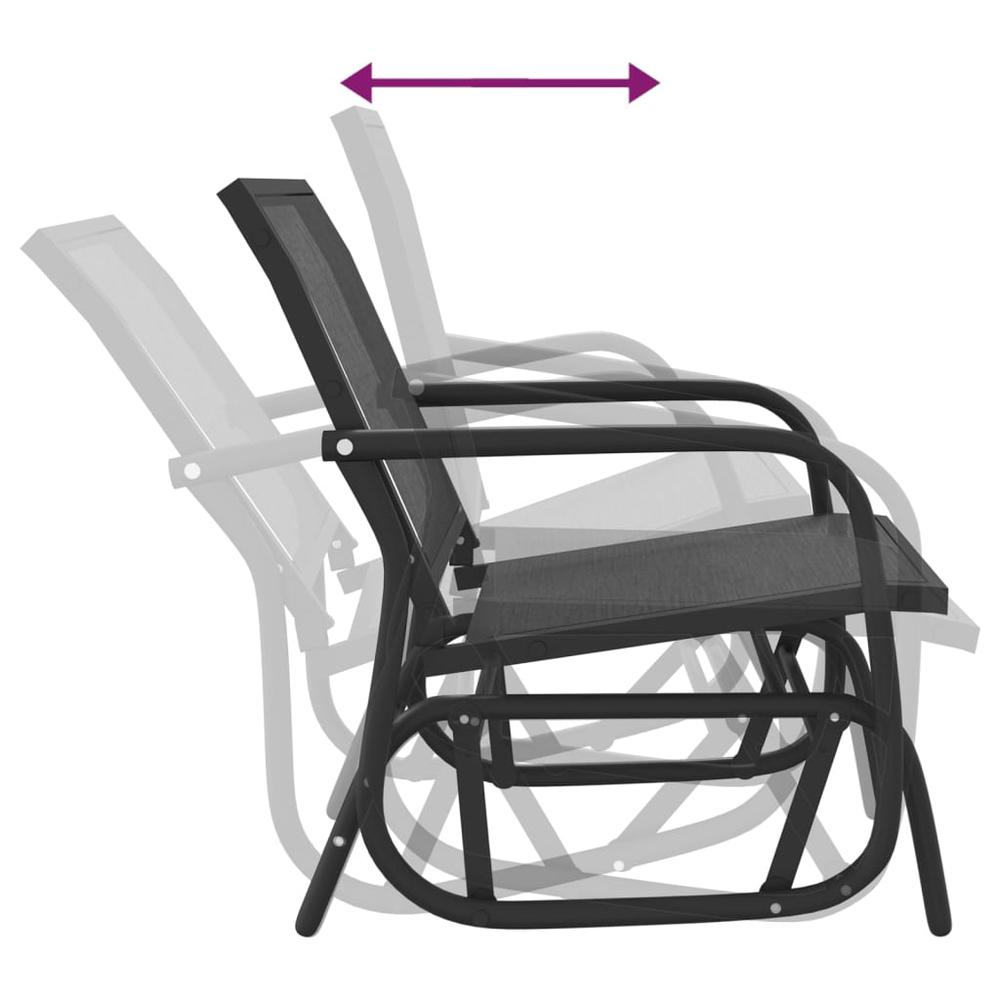 Garden Glider Chair Black 24"x29.9"x34.3" Textilene&Steel. Picture 4