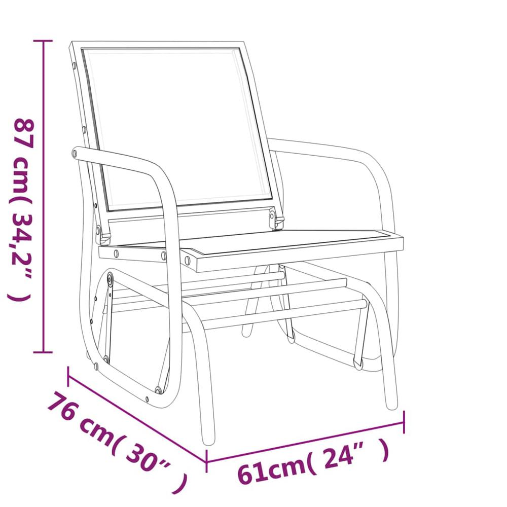 Garden Glider Chair Black 24"x29.9"x34.3" Textilene&Steel. Picture 6