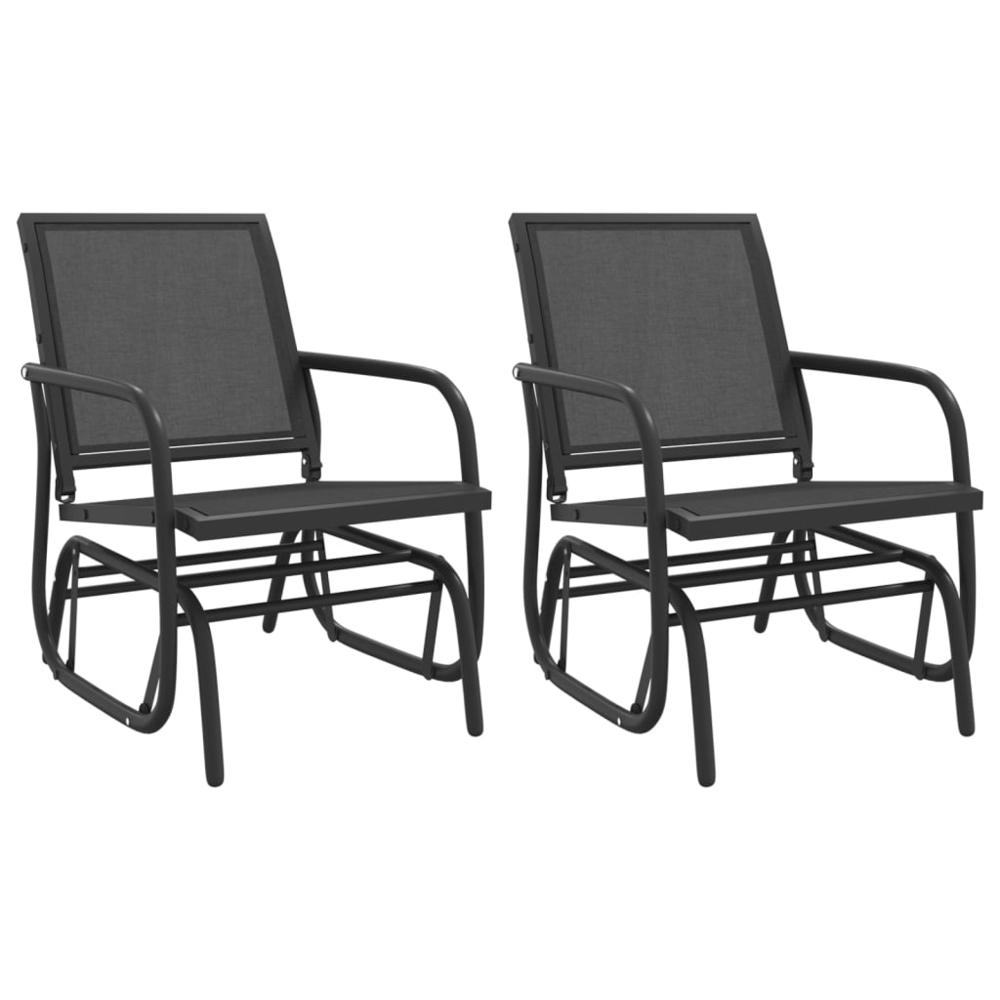 Garden Glider Chairs 2 pcs Black 24"x29.9"x34.3" Textilene&Steel. Picture 1