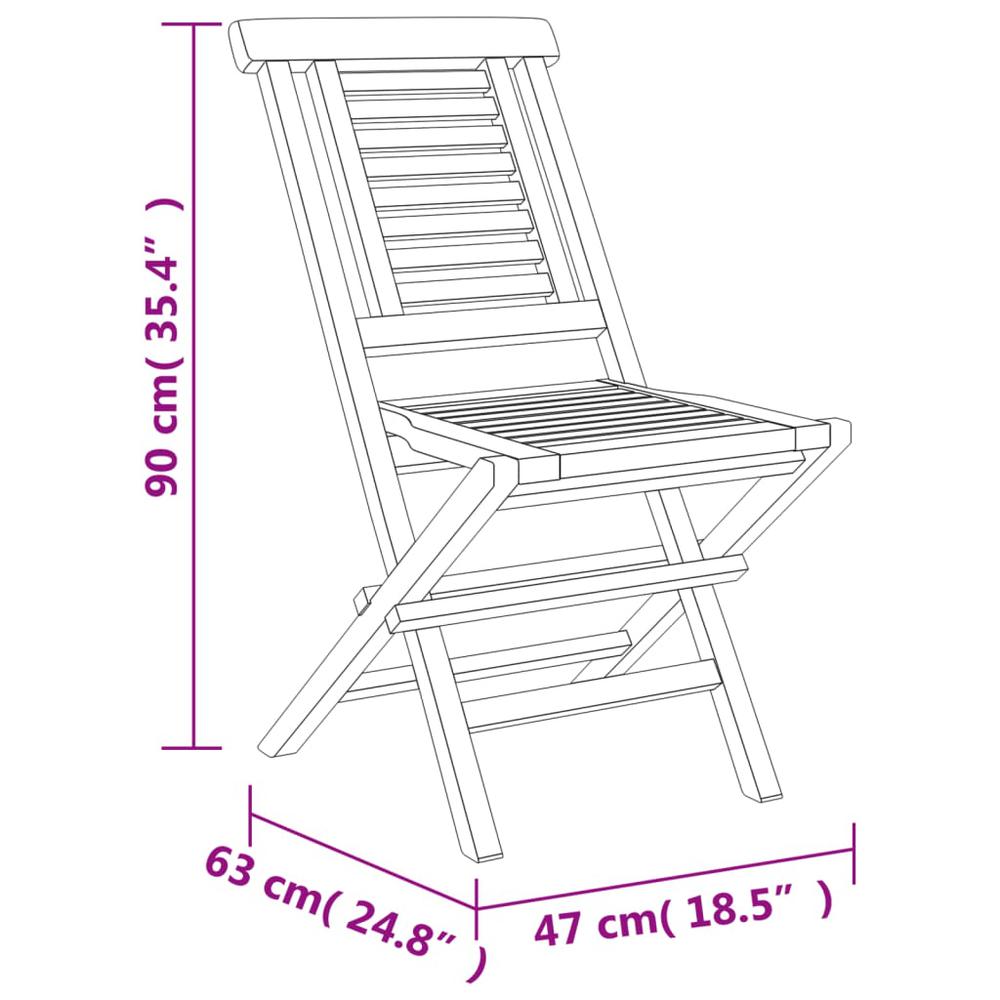 Folding Patio Chairs 2 pcs 18.5"x24.8"x35.4" Solid Wood Teak. Picture 7