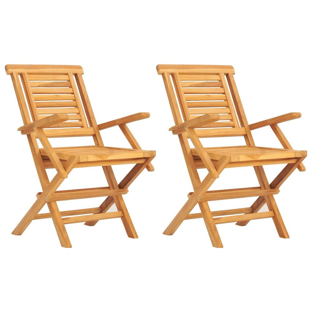 Folding Patio Chairs 2 pcs 22"x24.8"x35.4" Solid Wood Teak. Picture 1