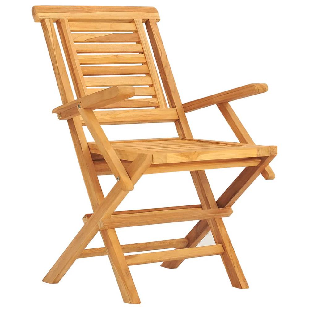 Folding Patio Chairs 2 pcs 22"x24.8"x35.4" Solid Wood Teak. Picture 2