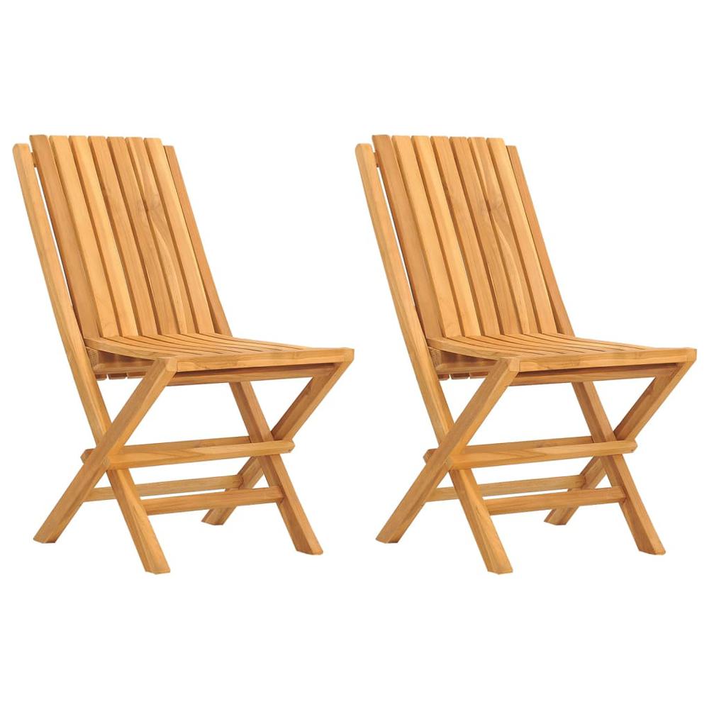 Folding Patio Chairs 2 pcs 18.5"x18.5"x35" Solid Wood Teak. Picture 1