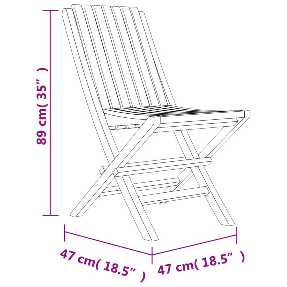 Folding Patio Chairs 2 pcs 18.5"x18.5"x35" Solid Wood Teak. Picture 7
