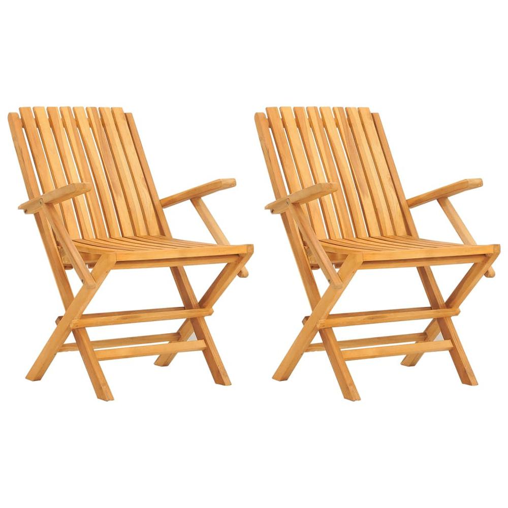 Folding Patio Chairs 2 pcs 24"x26.4"x35.4" Solid Wood Teak. Picture 1