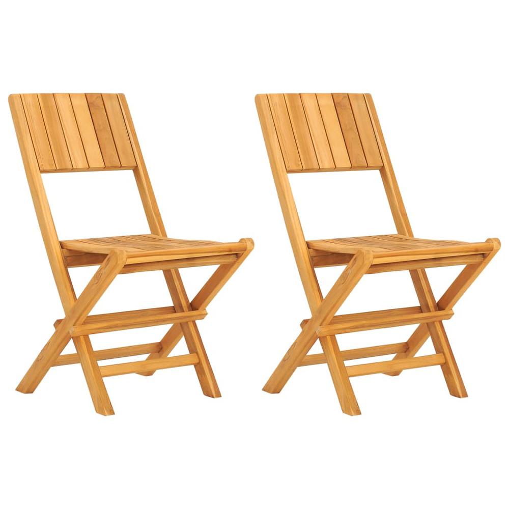 Folding Patio Chairs 2 pcs 18.5"x24"x35.4" Solid Wood Teak. Picture 1