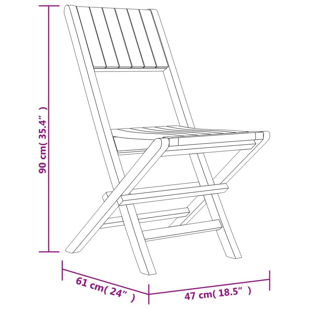 Folding Patio Chairs 2 pcs 18.5"x24"x35.4" Solid Wood Teak. Picture 7