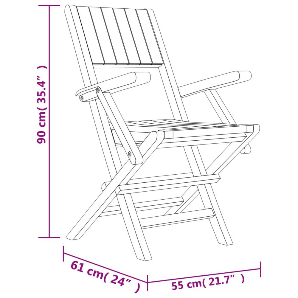 Folding Patio Chairs 2 pcs 21.7"x24"x35.4" Solid Wood Teak. Picture 7