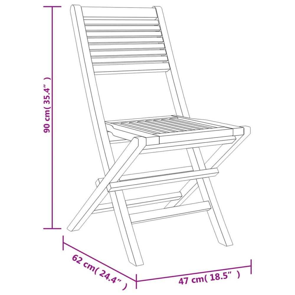 Folding Patio Chairs 2 pcs 18.5"x24.4"x35.4" Solid Wood Teak. Picture 7