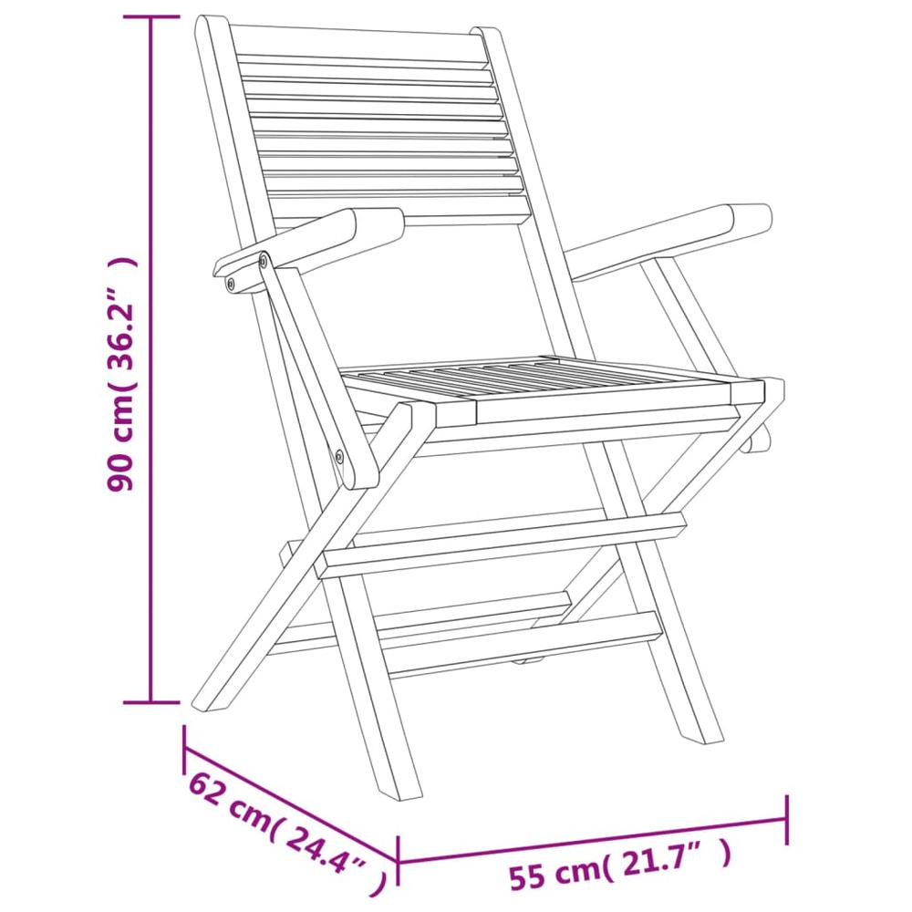 Folding Patio Chairs 2 pcs 21.7"x24.4"x35.4" Solid Wood Teak. Picture 7