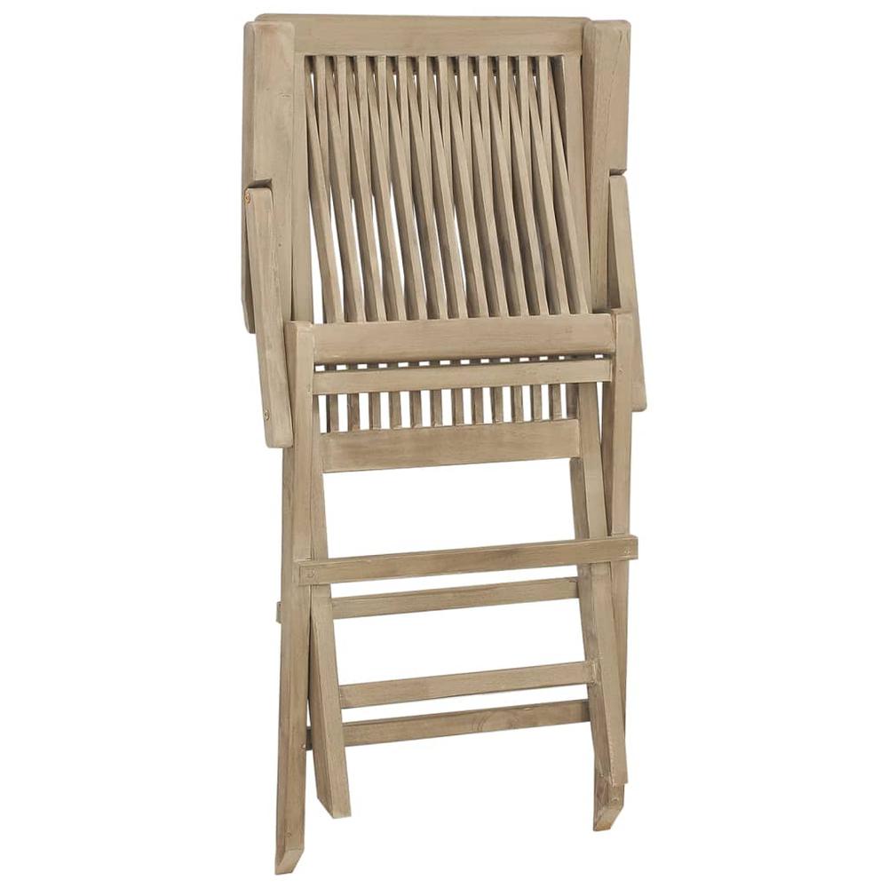 Folding Patio Chairs 2 pcs Gray 22"x24"x35" Solid Wood Teak. Picture 5