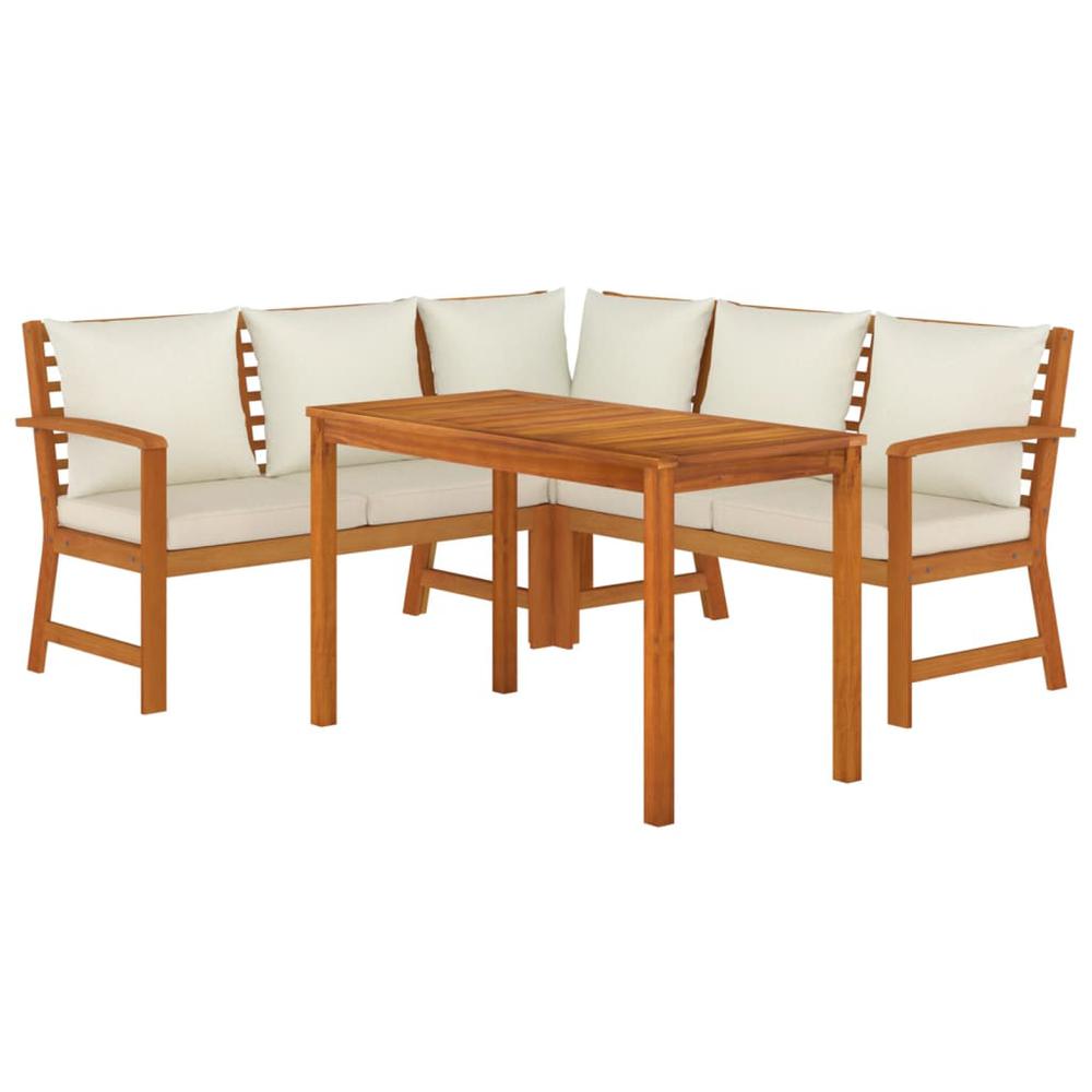 4 Piece Patio Dining Set with Cushions Solid Wood Acacia. Picture 2