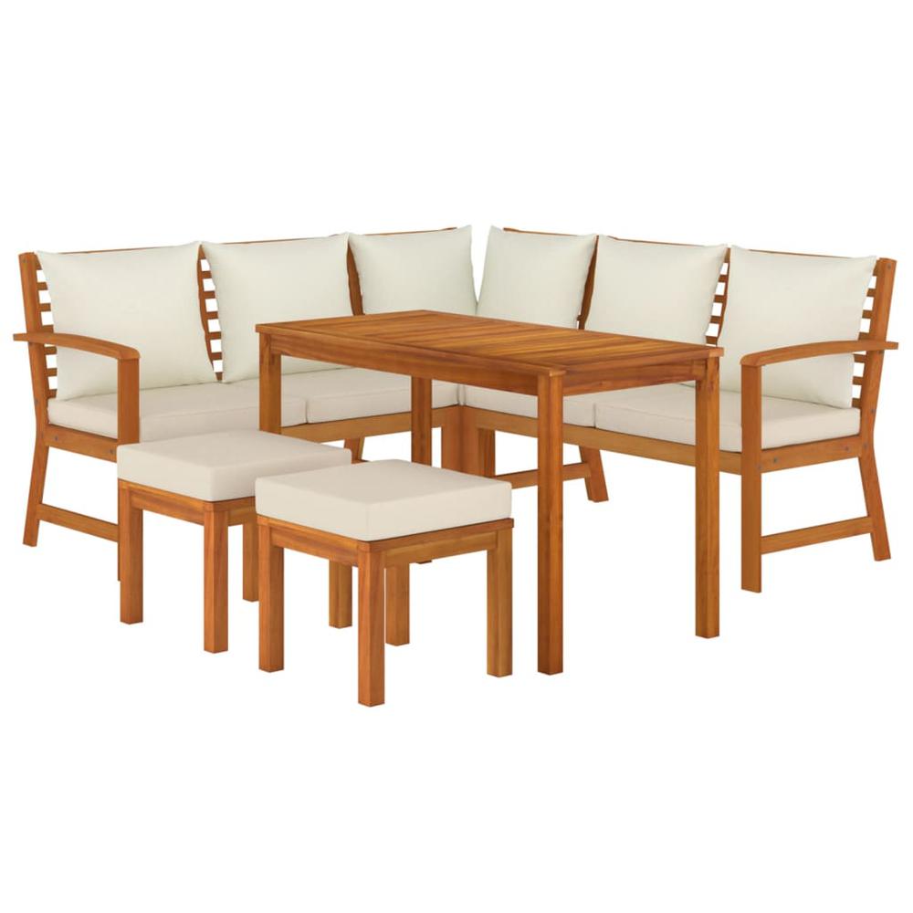 6 Piece Patio Dining Set with Cushions Solid Wood Acacia. Picture 2